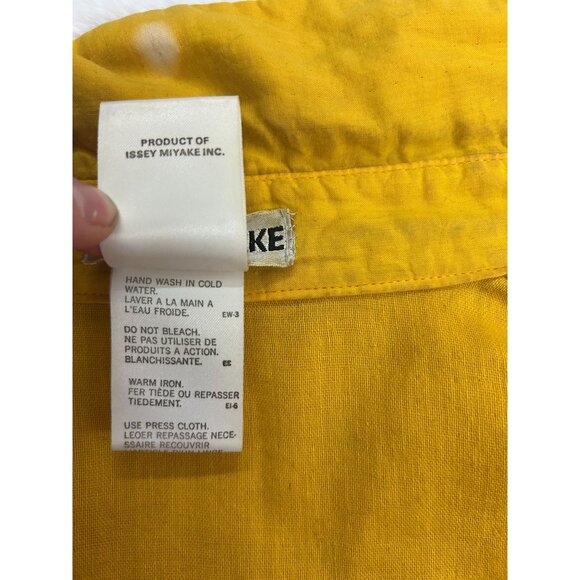 VTG ISSEY MIYAKE Scarf Tie-dye Long-sleeve shirt Small Cotton YLW/All-over patte - Picture 4 of 16